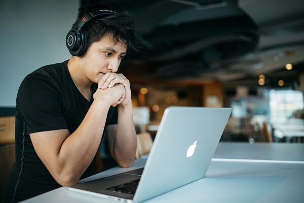 A student working through a lab on a laptop